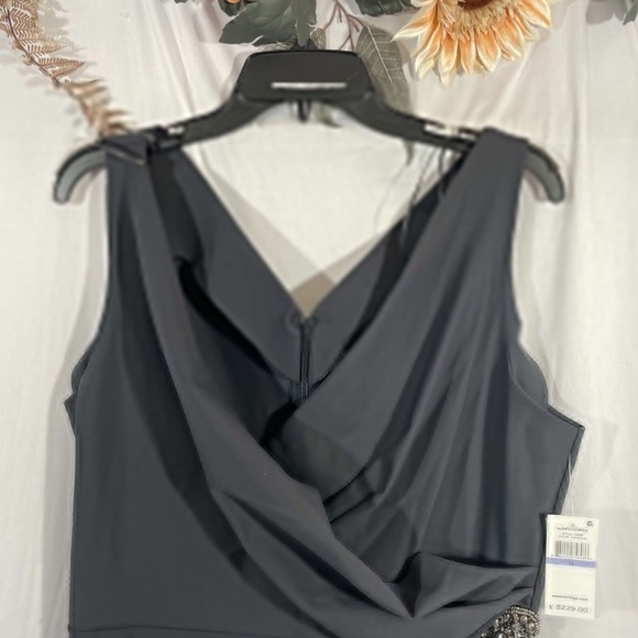 NWT $229 Alex Evenings [ 18 ] Side Ruched‎ Cocktail Dress in Charcoal - Picture 9 of 14